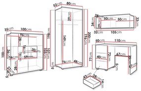 Σετ επίπλων Providence B156, 200x52cm, 143 kg, Μαύρο, Γυαλιστερό μαύρο, Πλαστικοποιημένη μοριοσανίδα, Επεξεργασμένο γυαλί, Στυλ: Μοντέρνο | Epipla1.gr