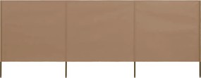 vidaXL Προστατευτικό Αέρα με 3 Πάνελ Taupe 400 x 160 εκ. Υφασμάτινο