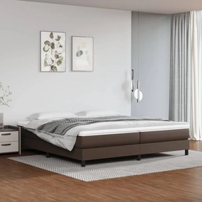 Κρεβάτι Boxspring με Στρώμα Καφέ 200x200 εκ. Συνθετικό Δέρμα - Καφέ