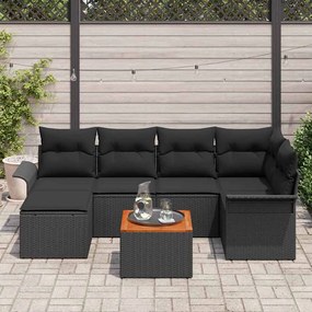 vidaXL Σετ Καναπέ Κήπου 7 pcs Μαύρο Πολυ ράταν