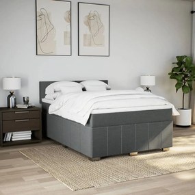 vidaXL Κρεβάτι Boxspring με Στρώμα Σκούρο Γκρι 140x200 εκ Υφασμάτινο