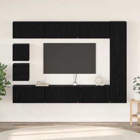 vidaXL Σετ επίπλου τηλεόρασης 10 pcs Μαύρη δρυς Επεξεργασμένο ξύλο