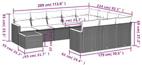 Σετ Καναπέ Κήπου 11 τεμ. Μπεζ Συνθετικό Ρατάν με Μαξιλάρια - Μπεζ