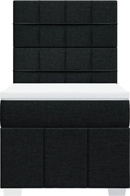 vidaXL Κρεβάτι Boxspring με Στρώμα Μαύρο 90x200 εκ. Υφασμάτινο