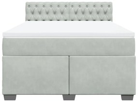 vidaXL Κρεβάτι Boxspring με Στρώμα Ανοιχτό Γκρι 160x200 εκ. Βελούδινο