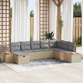 vidaXL Σετ Καναπέ Κήπου 8 pcs Μπεζ 55 x 62 x 69 εκ Πολυ ράταν