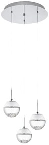 Φωτιστικό Κρεμαστό Τρίφωτο σε Ροζέτα Ø400xH1100mm Led 3x5w 1440lm 3000Κ Χρωμέ-Κρύσταλλα Διάφανα Eglo Montefio 1 93709