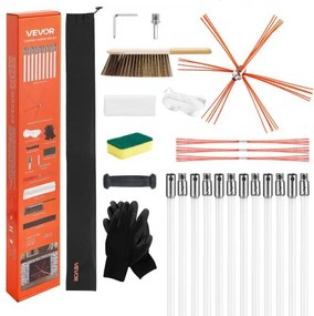 VEVOR Chimney Sweep Kit, 12m Maximum Extendable Length Chimney Sweep, Chimneys Cleaning Kit with Bristle Replacements &amp; Goggles, 90° Bendable Fireplace Cleaning Tool, for Square, Rectangle Chimneys