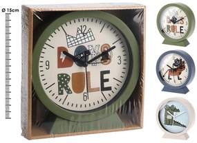 Ρολόι επιτραπέζιο Alarm με βαση Kids Deco 837165350  Διάμετρος 15cm, σε 3 επιλογές χρώματος green-boys rule, blue- tiger, white - croco.