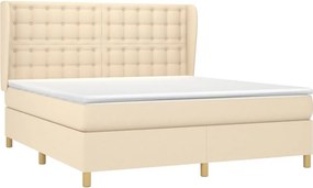 vidaXL Κρεβάτι Boxspring με Στρώμα Κρεμ 160x200 εκ. Υφασμάτινο