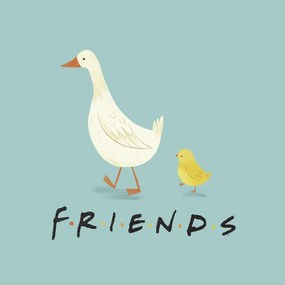 Εκτύπωση τέχνης Friends - Chick and duck, (40 x 40 cm)