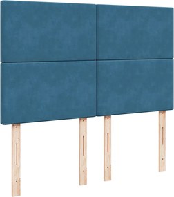 vidaXL Κρεβάτι Boxspring με Στρώμα Μπλε 140x190 εκ. Βελούδινο