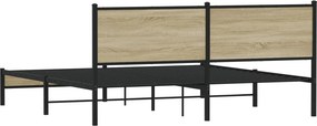 vidaXL Σκελετός Κρεβ. Χωρίς Στρώμα Sonoma Δρυς 180x200 εκ. Μεταλλικό