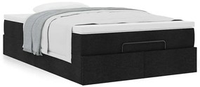vidaXL Οθωμανικό κρεβάτι με στρώμα Μαύρο 120x190 cm Ύφασμα
