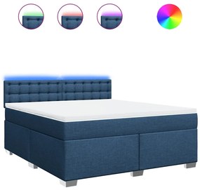 vidaXL Κρεβάτι Boxspring με Στρώμα Μπλε 180x200 εκ. Υφασμάτινο