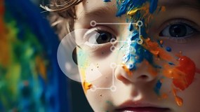 Intra Συλλεκτικό Ξύλινο Παζλ Plywood 4mm - Νεαρό παιδί με πολύχρωμο χρώμα στο πρόσωπο Σε Ξύλινο Κουτί - Διαστάσεις Puzzle: 10x10 cm – 25 κομμάτια