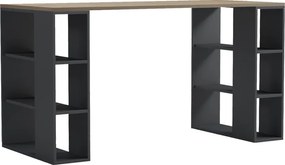 Γραφείο με ραφιέρα Colmar pakoworld ανθρακί- sonoma 140x60x75εκ