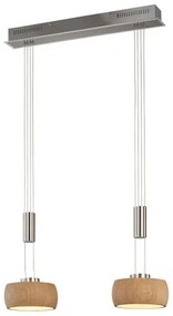Κρεμαστό Φωτιστικό Οροφής LED 9W SHINE-WOOD Φυσικό Ξύλο-Νίκελ 2700K 61074 Fischer Honsel-61074-Νίκελ Ματ 61074