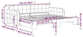 Καναπές Κρεβάτι Συρόμενος Ανοιχτό Γκρι 90 x 200 εκ. Βελούδινος - Γκρι