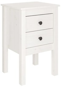 vidaXL Κομοδίνο Λευκό 40 x 35 x 61,5 εκ. από Μασίφ Ξύλο Πεύκου