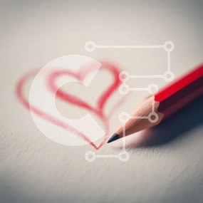 Intra Συλλεκτικό Ξύλινο Παζλ Plywood  4mm - Σχέδιο καρδιάς με κόκκινο μολύβι Σε Ξύλινο Κουτί - Διαστάσεις Puzzle: 10x10 cm – 25 κομμάτια