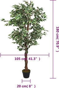 vidaXL Φίκος Τεχνητός 1008 Φύλλα Πράσινος 180 εκ.