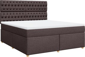 vidaXL Κρεβάτι Boxspring με Στρώμα Σκούρο Καφέ 180x200 εκ Υφασμάτινο