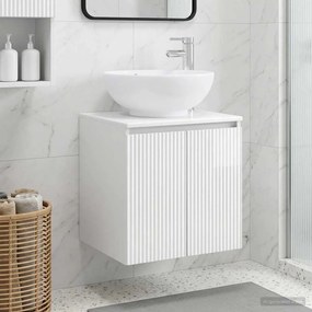 vidaXL Επιτοίχιο έπιπλο νιπτήρα μπάνιου Γυαλιστερό Λευκό