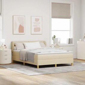 vidaXL Κρεβάτι με ελατήρια με κεφαλάρι Κρεμ 140 x 200 cm ύφασμα