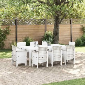 vidaXL Σέτ φαγητού για κήπο 9 pcs Λευκό Rattan Polt