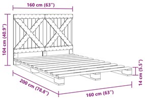 ΠΛΑΙΣΙΟ ΚΡΕΒΑΤΙΟΥ ΜΕ ΚΕΦΑΛΑΡΙ 160X200 ΕΚ. ΑΠΟ ΜΑΣΙΦ ΞΥΛΟ ΠΕΥΚΟΥ 3281571