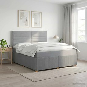 vidaXL Κρεβάτι box spring με στρώμα Ανοιχτό γκρι 140 x 190 cm Ύφασμα