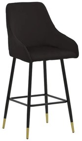 Bar Stool Lithe metal golden legs-velvet black 47x44x98cm 47x44x98 εκ.