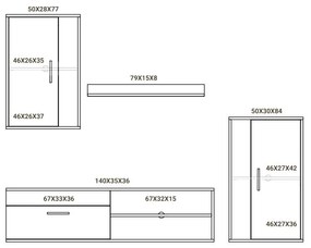 Σύνθετο σαλονιού Zafira sonoma-λευκό 190x35x190εκ