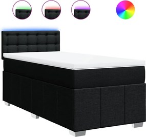 vidaXL Κρεβάτι Boxspring με Στρώμα Μαύρο 90x190 εκ.Υφασμάτινο