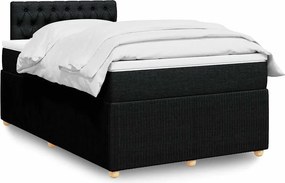 vidaXL Κρεβάτι Boxspring με Στρώμα Μαύρο 120x190 εκ. Υφασμάτινο