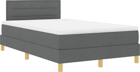 vidaXL LED Κρεβάτι με βάθρο Σκούρο Γκρι 120 x 200 cm ύφασμα