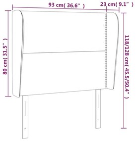 Κεφαλάρι με Πτερύγια Σκούρο Γκρι 93 x 23 x 118/128εκ.Βελούδινο - Γκρι