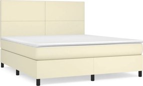 vidaXL Κρεβάτι Boxspring με Στρώμα Κρεμ 160x200εκ. από Συνθετικό Δέρμα