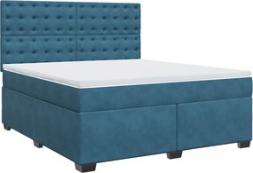 vidaXL Κρεβάτι Boxspring με Στρώμα Μπλε 180x200 εκ. Βελούδινο