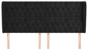 Κεφαλάρι με Πτερύγια Μαύρο 183x23x118/128 εκ. Βελούδινο - Μαύρο
