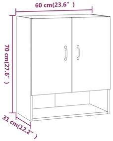 Ντουλάπι Τοίχου Sonoma Δρυς 60x31x70 εκ. Επεξεργασμένο Ξύλο - Καφέ