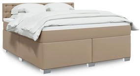 Κρεβάτι Boxspring με Στρώμα Καπουτσίνο 180x200 εκ. Συνθ. Δέρμα - Καφέ