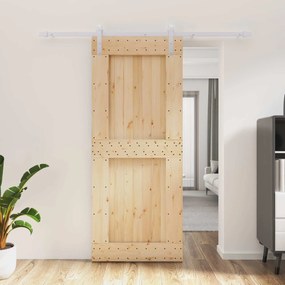vidaXL Συρόμενη Πόρτα Φυσικό και Λευκό 85 x 210 cm