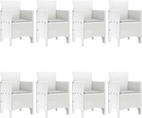 vidaXL Σέτ φαγητού για κήπο 9 pcs Λευκός Πολυπροπυλένιο