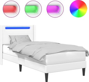 vidaXL Σκελετός Κρεβατιού με κεφαλάρι Λευκό 90 x 190 cm Τεχνητό Δέρμα