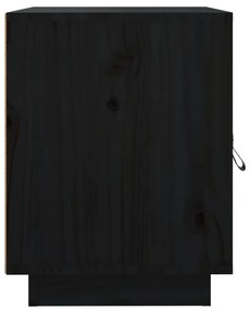 Κομοδίνο Μαύρο 40x34x45 εκ. από Μασίφ Ξύλο Πεύκου - Μαύρο