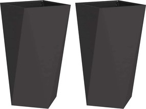 vidaXL Γλάστρα 2 τμχ. Μαύρο 40 x 40 x 75 cm Ατσάλι