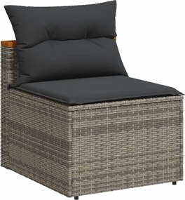 vidaXL Καναπέδες Κήπου Χωρίς Μπράτσα 2 τεμ. Γκρι Συνθ. Ρατάν &amp; Μαξιλ.