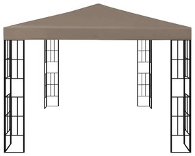 vidaXL Κιόσκι με Φωτάκια LED Taupe 4 x 3 μ.
